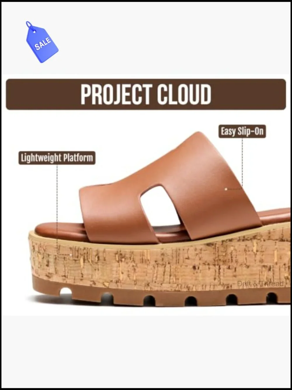 Genuine Leather Platform Wedge Sandals Memory Foam Non-Slip Slides Women